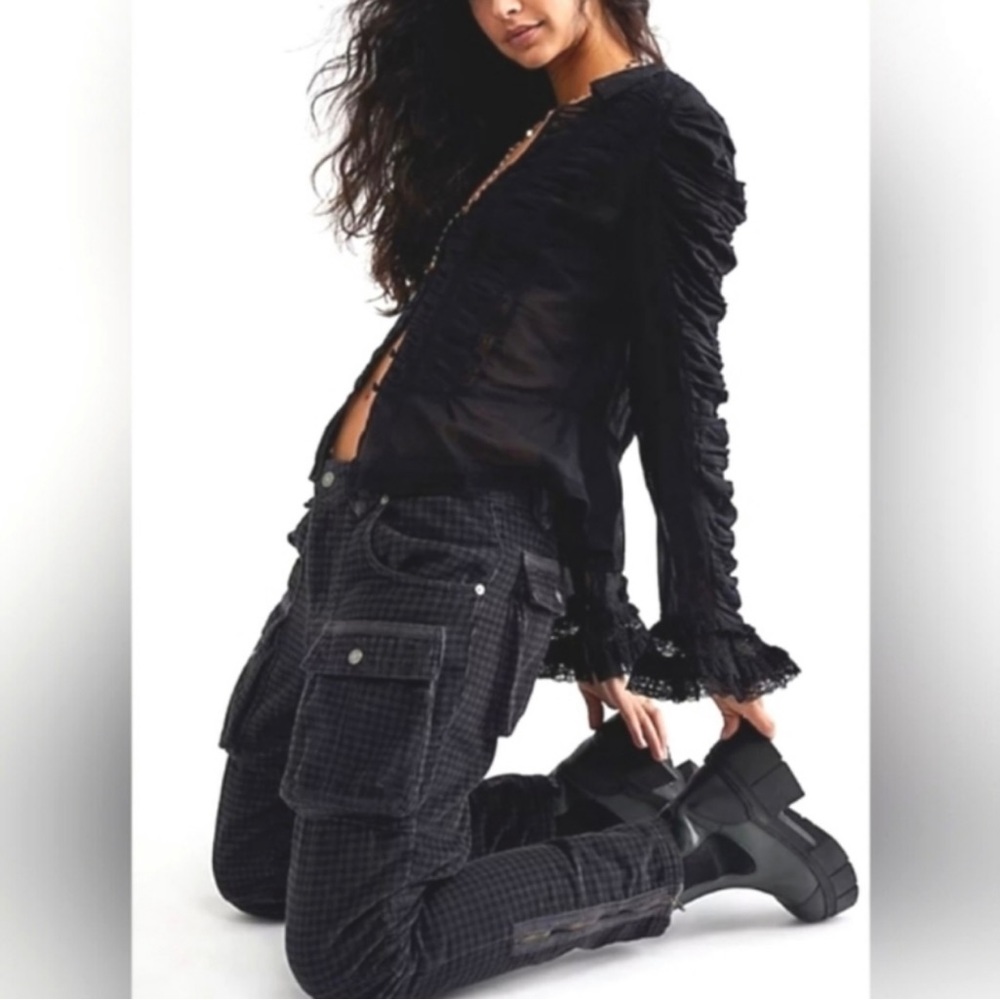 New free people London calling slouchy cord pant cargo jogger sz.26